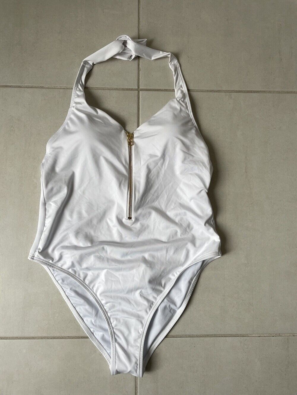 Kenny Flowers Swim One‎ Piece Swimsuit Gold Zip The Santorini Swimwear